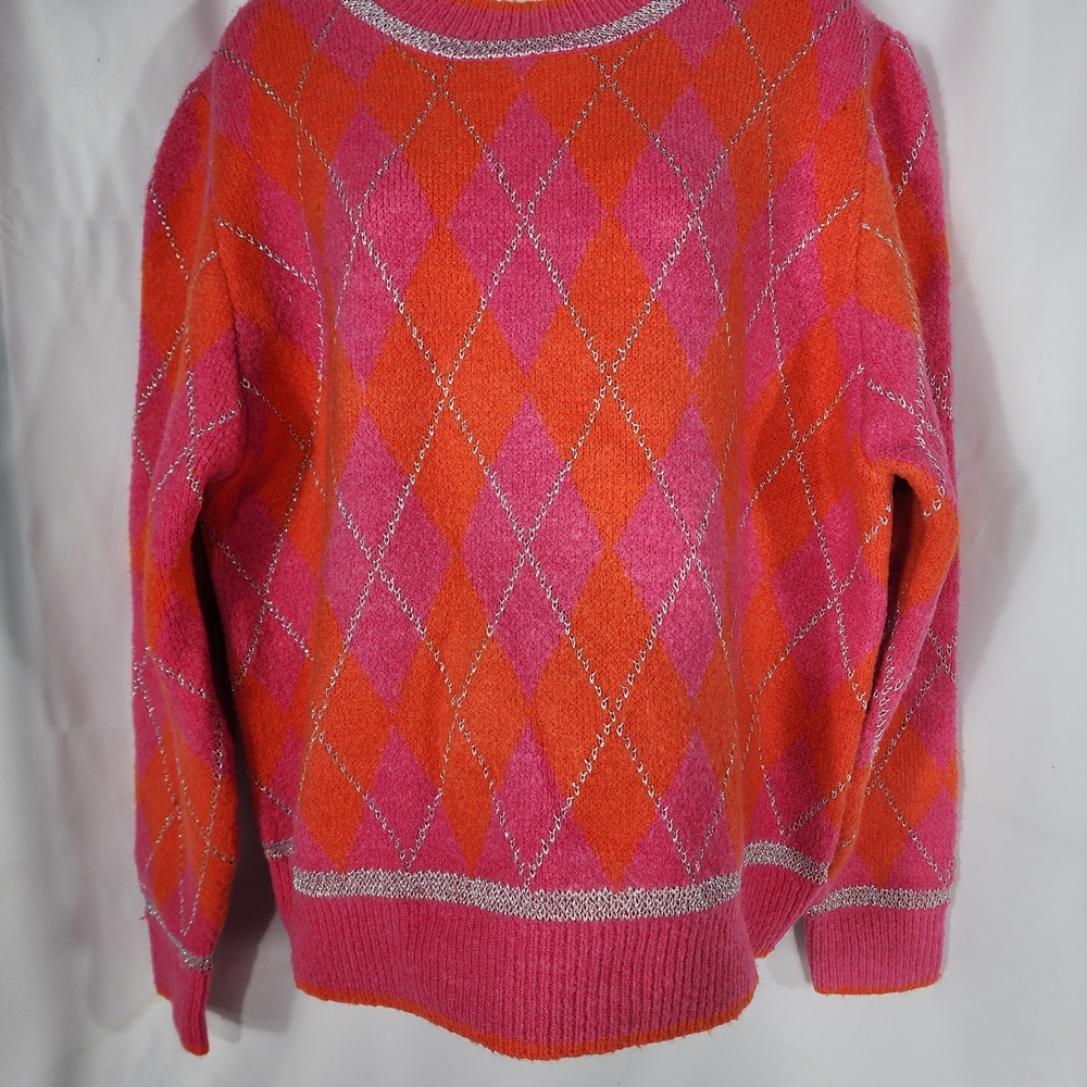 Vibrant Argyle Crew Neck Sweater